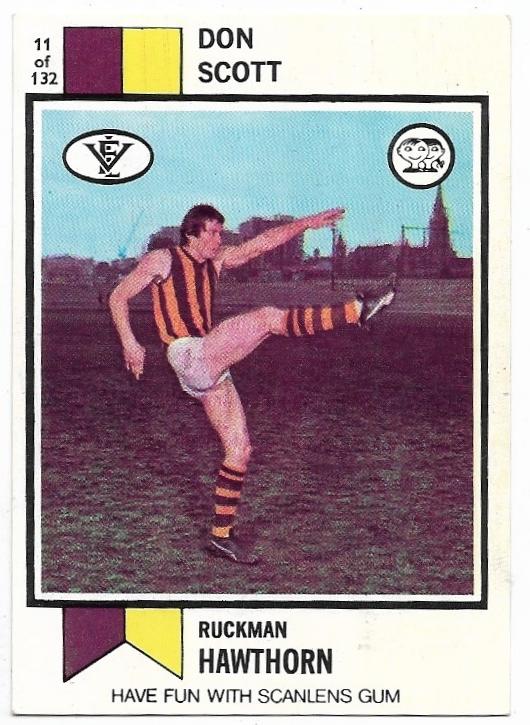 1974 VFL Scanlens (11) Don Scott Hawthorn *