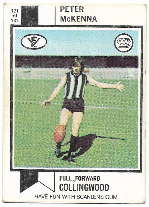 1974 VFL Scanlens (121) Peter McKenna Collingwood *