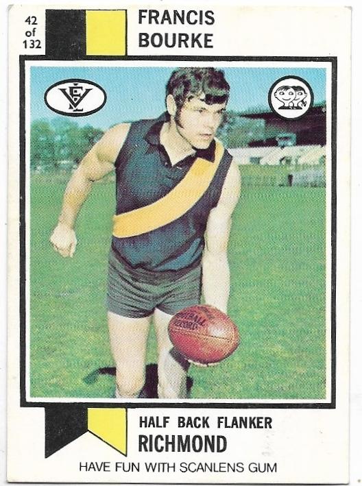 1974 VFL Scanlens (42) Francis Bourke Richmond *