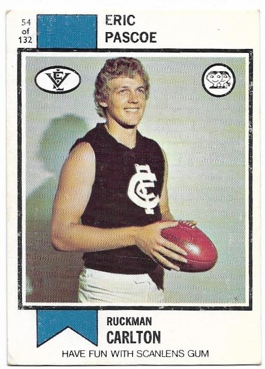 1974 VFL Scanlens (54) Eric Pascoe Carlton *