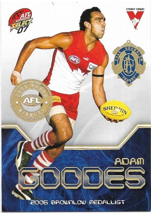 2007 Select Supreme Medal Card (MC1) Adam Goodes Sydney