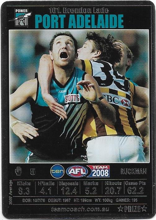 2008 Teamcoach Prize (161) Brendon Lade Port Adelaide