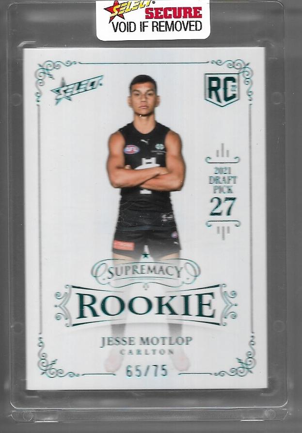 2022 Select Supremacy Rookie Blue (RPB27) Jesse Motlop Carlton 65/75