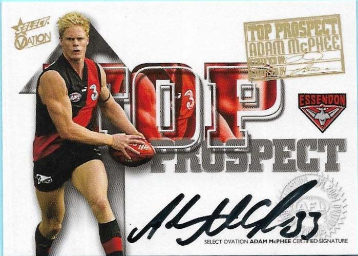 2004 Select Ovation Top Prospect Signatures (TP4) Adam McPhee Essendon #321