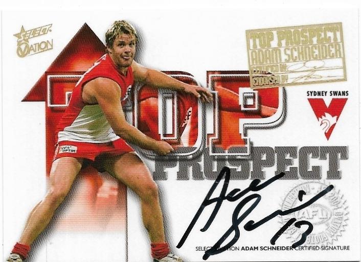 2004 Select Ovation Top Prospect Signatures (TP12) Adam Schneider Sydney #107