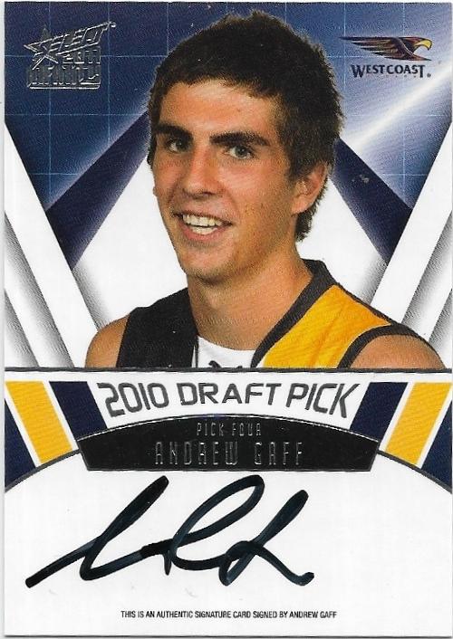 2011 Select Infinity Draft Pick Signature (DPS4) Andrew Gaff West Coast 255/275
