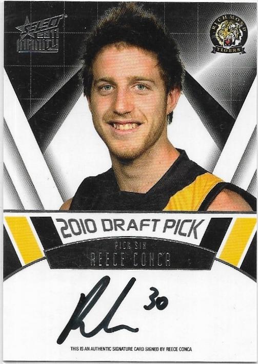 2011 Select Infinity Draft Pick Signature (DPS6) Reece Conca Richmond 186/275