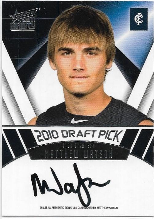 2011 Select Infinity Draft Pick Signature (DPS18) Matthew Watson Carlton 088/275