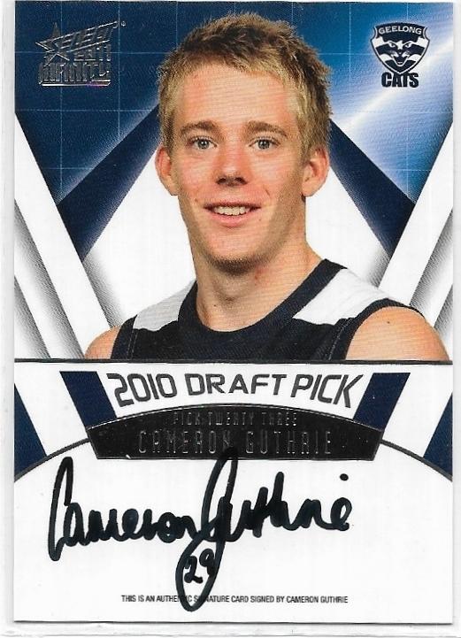 2011 Select Infinity Draft Pick Signature (DPS23) Cameron Guthrie Geelong 265/275