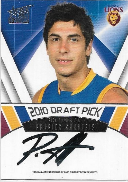2011 Select Infinity Draft Pick Signature (DPS25) Patrick Karnezis Brisbane 179/275