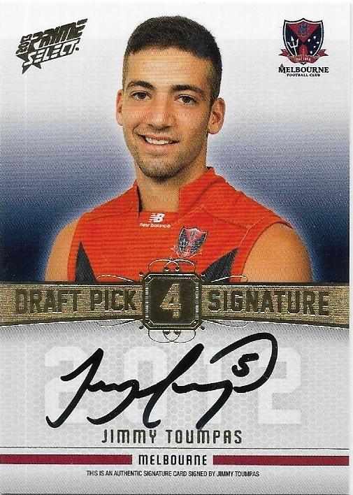 2013 Select Prime Draft Pick Signature (DPS4) Jimmy Toumpas Melbourne 230/280