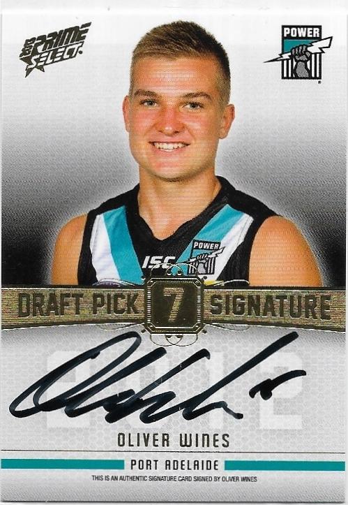 2013 Select Prime Draft Pick Signature (DPS7) Oliver Wines Port Adelaide 264/280