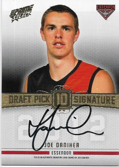 2013 Select Prime Draft Pick Signature (DPS10) Joe Daniher Essendon 101/280