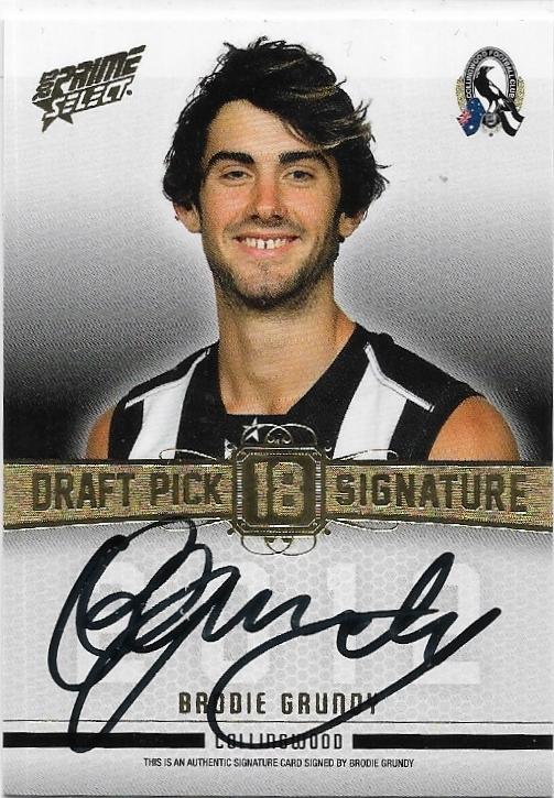 2013 Select Prime Draft Pick Signature (DPS16) Brodie Grundy Collingwood 200/280