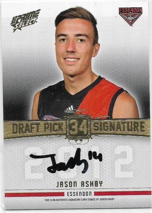 2013 Select Prime Draft Pick Signature (DPS23) Jason Ashby Essendon 147/280