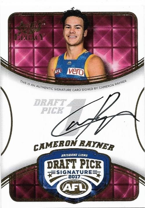 2018 Select Legacy Draft Pick Signature (DPS2) Cameron Rayner Brisbane 142/180