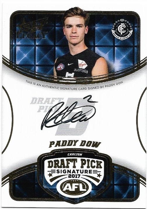 2018 Select Legacy Draft Pick Signature (DPS3) Paddy Dow Carlton 162/180