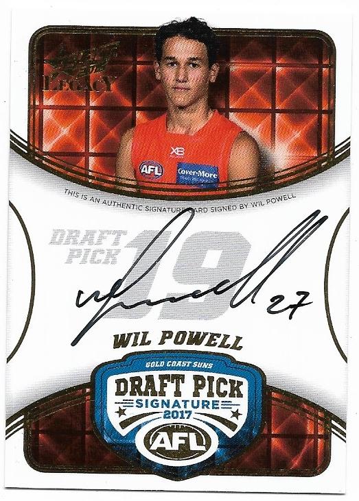 2018 Select Legacy Draft Pick Signature (DPS8) Wil Powell Gold Coast 032/180