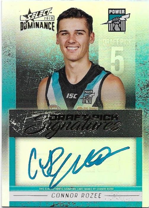2019 Select Dominance Draft Pick Signature (DPS13) Connor Rozee Port Adelaide 049/175