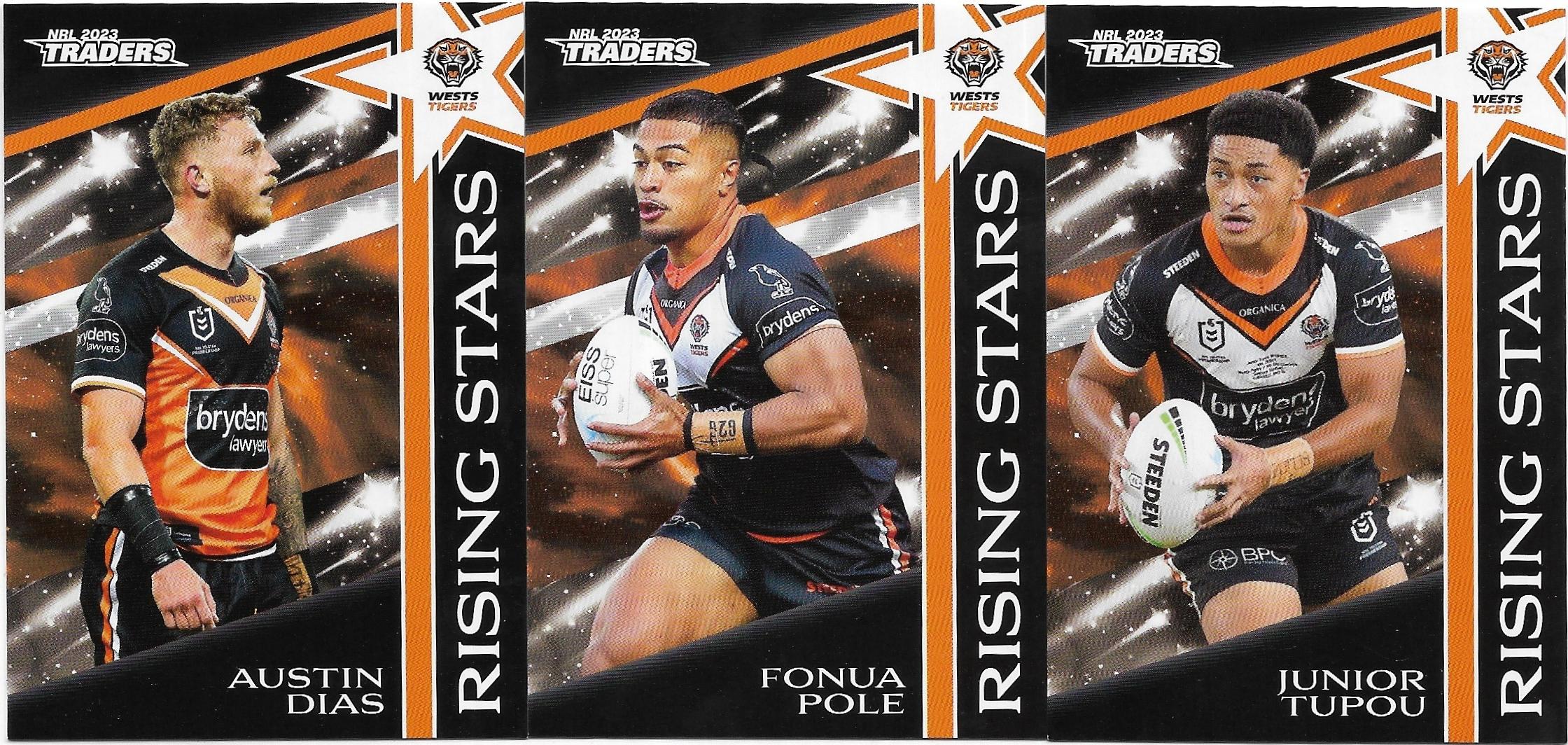 2023 Nrl Traders Titanium Rising Stars 3 Card Team Set – Wests Tigers