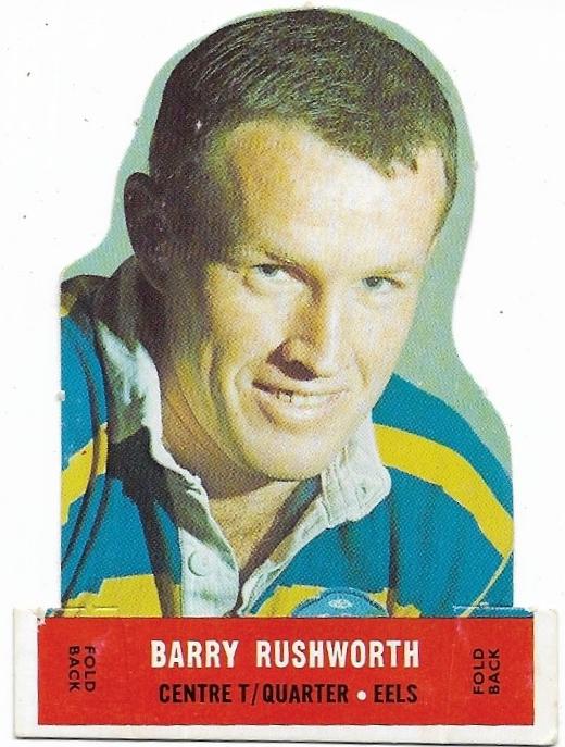 1969 Scanlens Rugby League Die Cut Barry Rushworth Eels