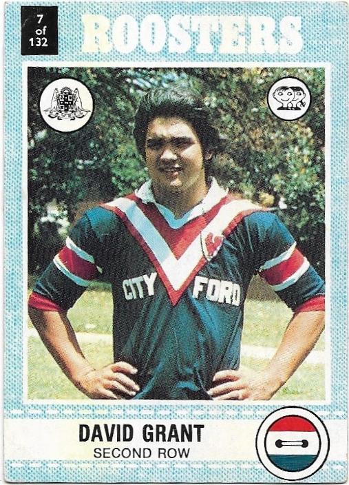1977 Scanlens Rugby League (7) David Grant Roosters
