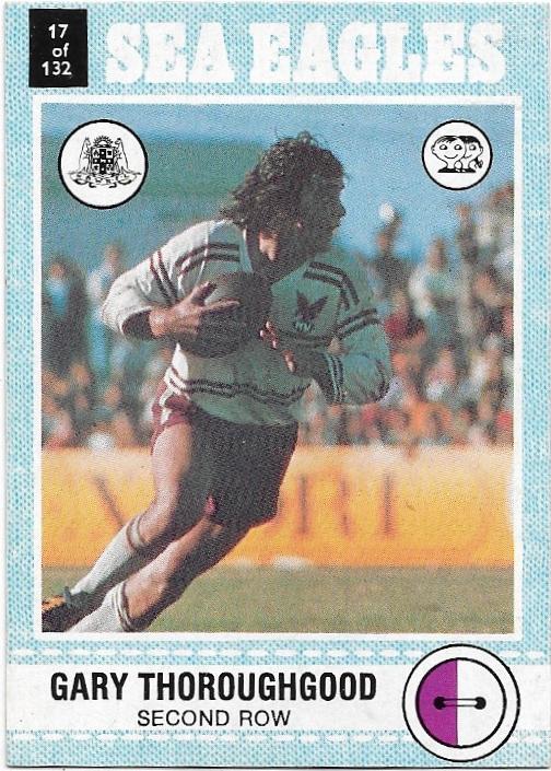 1977 Scanlens Rugby League (17) Gary Thoroughgood Sea Eagles
