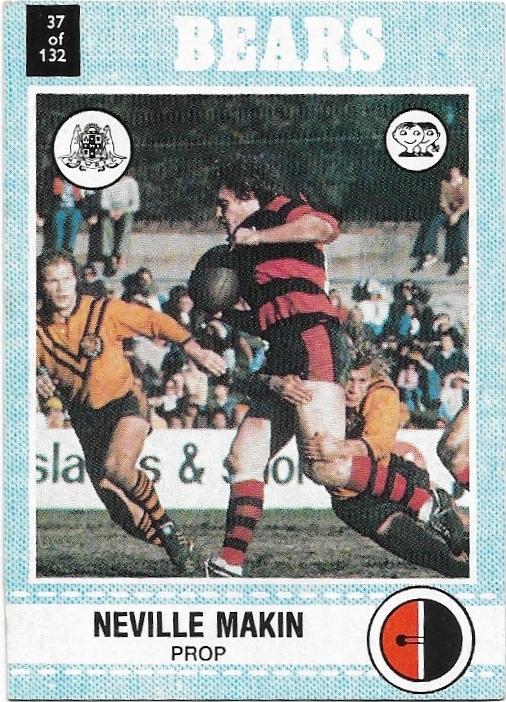 1977 Scanlens Rugby League (37) Neville Makin Bears
