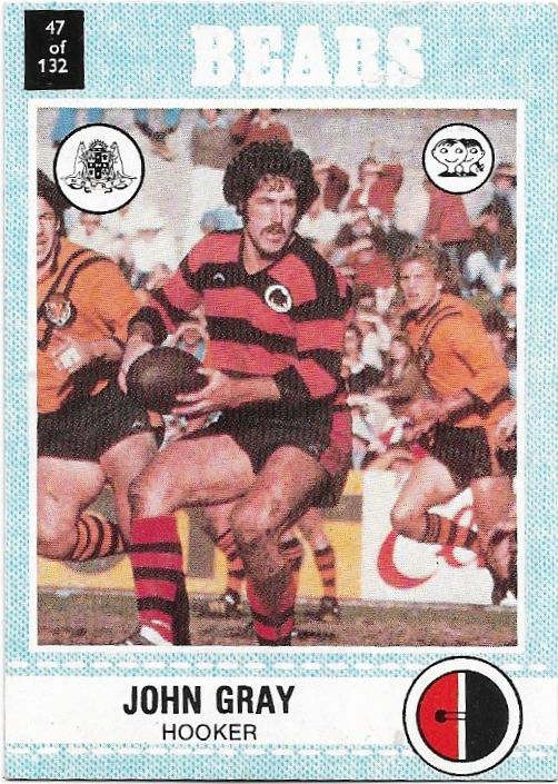 1977 Scanlens Rugby League (47) John Gray Bears
