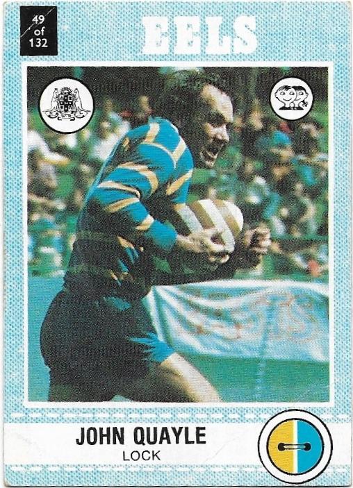1977 Scanlens Rugby League (49) John Quayle Eels