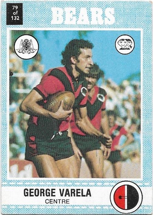 1977 Scanlens Rugby League (79) George Varela Bears