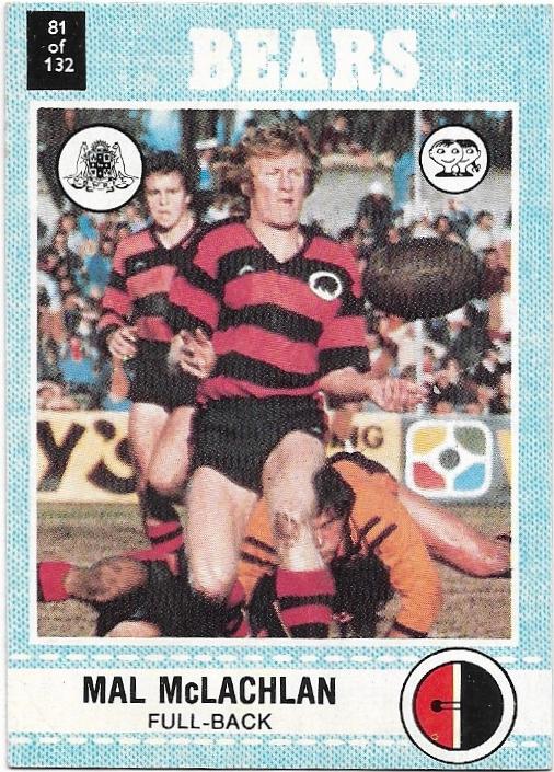 1977 Scanlens Rugby League (81) Mal McLachlan Bears