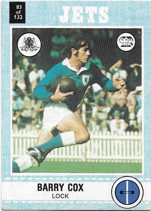 1977 Scanlens Rugby League (83) Barry Cox Jets
