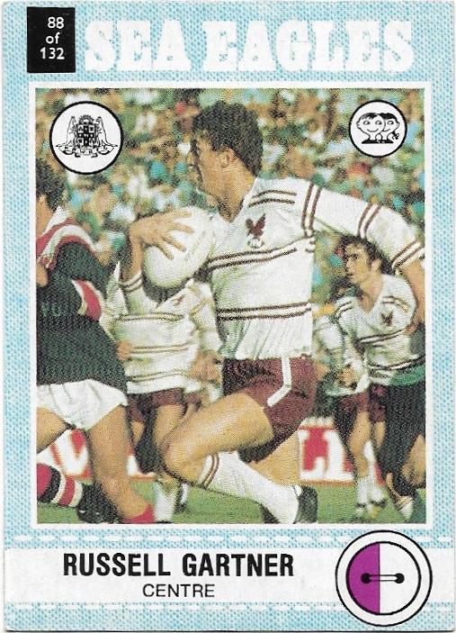 1977 Scanlens Rugby League (88) Russell Gartner Sea Eagles