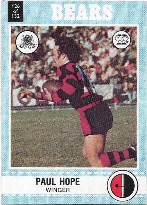 1977 Scanlens Rugby League (126) Paul Hope Bears