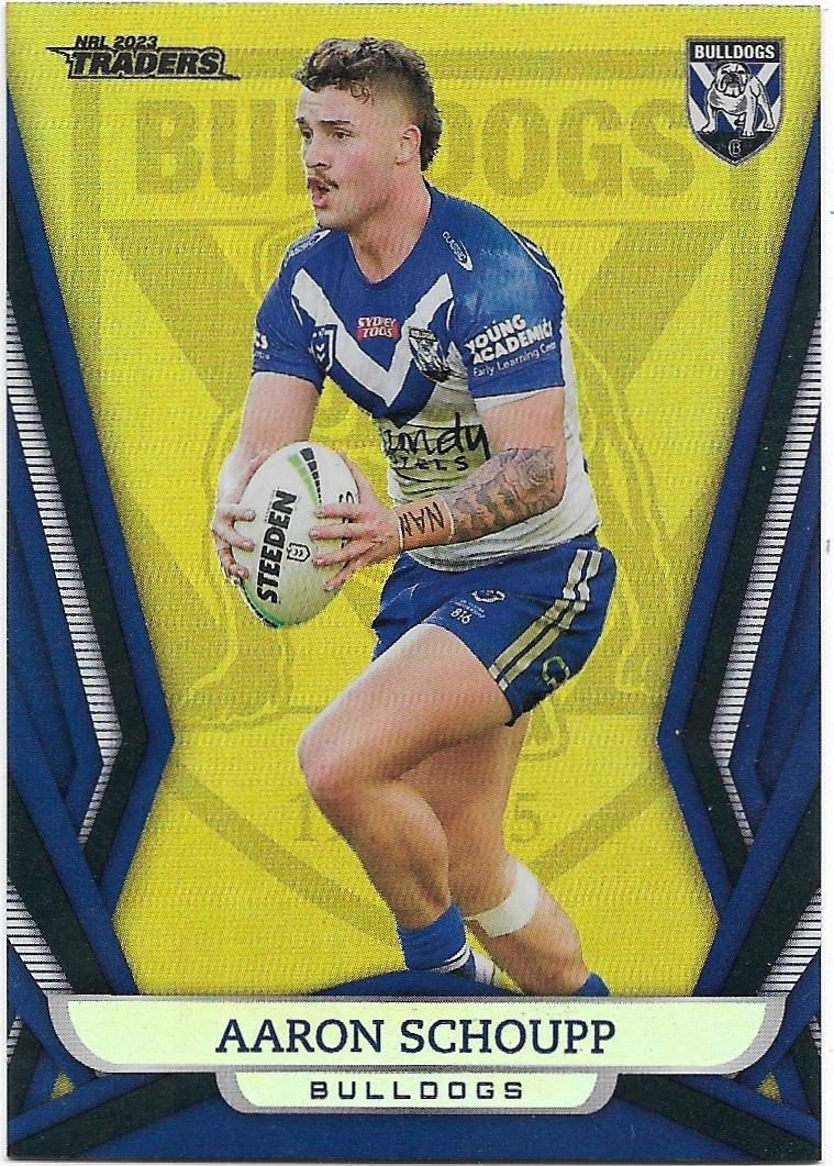 2023 Nrl Traders Titanium Pearl Gold Special (GS029) Aaron Schoupp Bulldogs 11/72