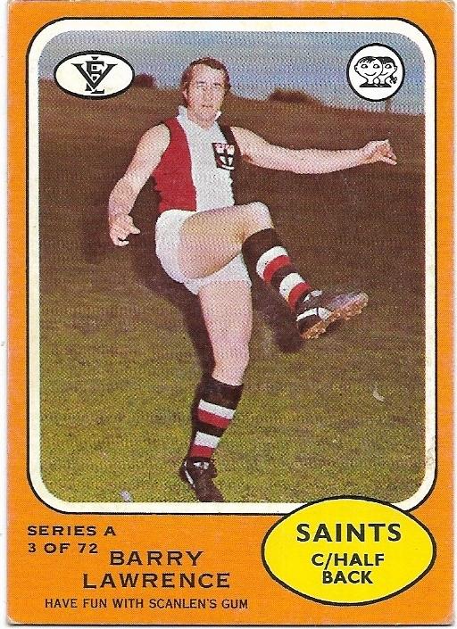 1973 A VFL Scanlens (3) Barry Lawrence St. Kilda