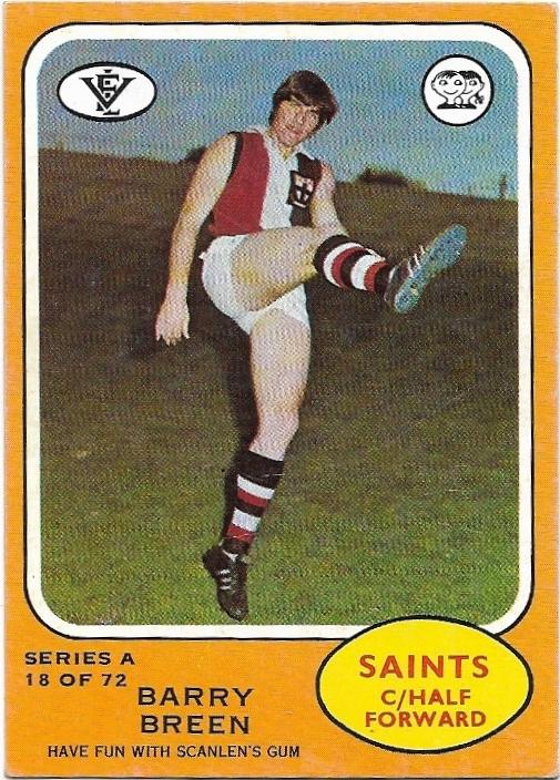 1973 A VFL Scanlens (18) Barry Breen St. Kilda