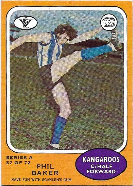 1973 A VFL Scanlens (57) Phil Baker North Melbourne