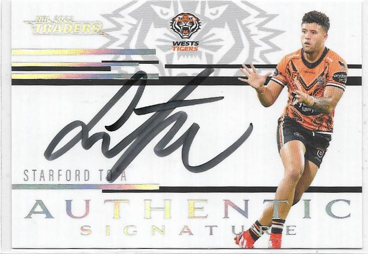 2023 Nrl Traders Titanium Authentic Signature White (ASW16) Starford TO’A Wests Tigers 045/100