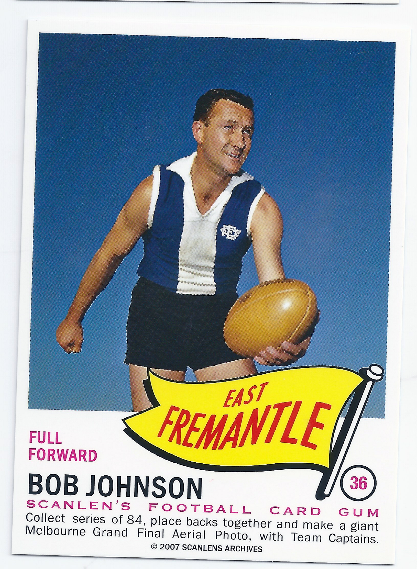 2007 – 1966 Scanlens Flag Archives (36) Bob Johnson East Fremantle