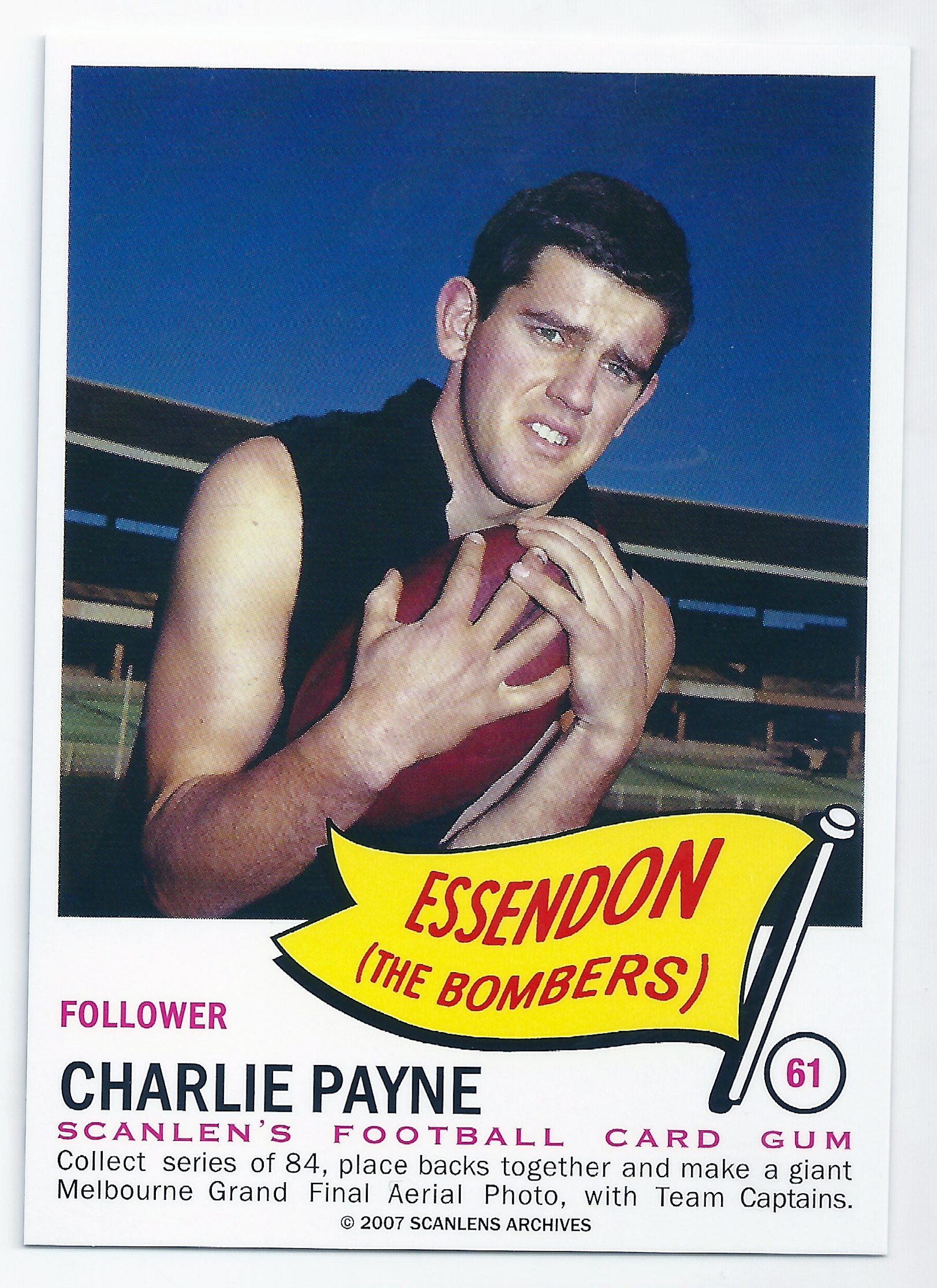 2007 – 1966 Scanlens Flag Archives (61) Charlie Payne Essendon