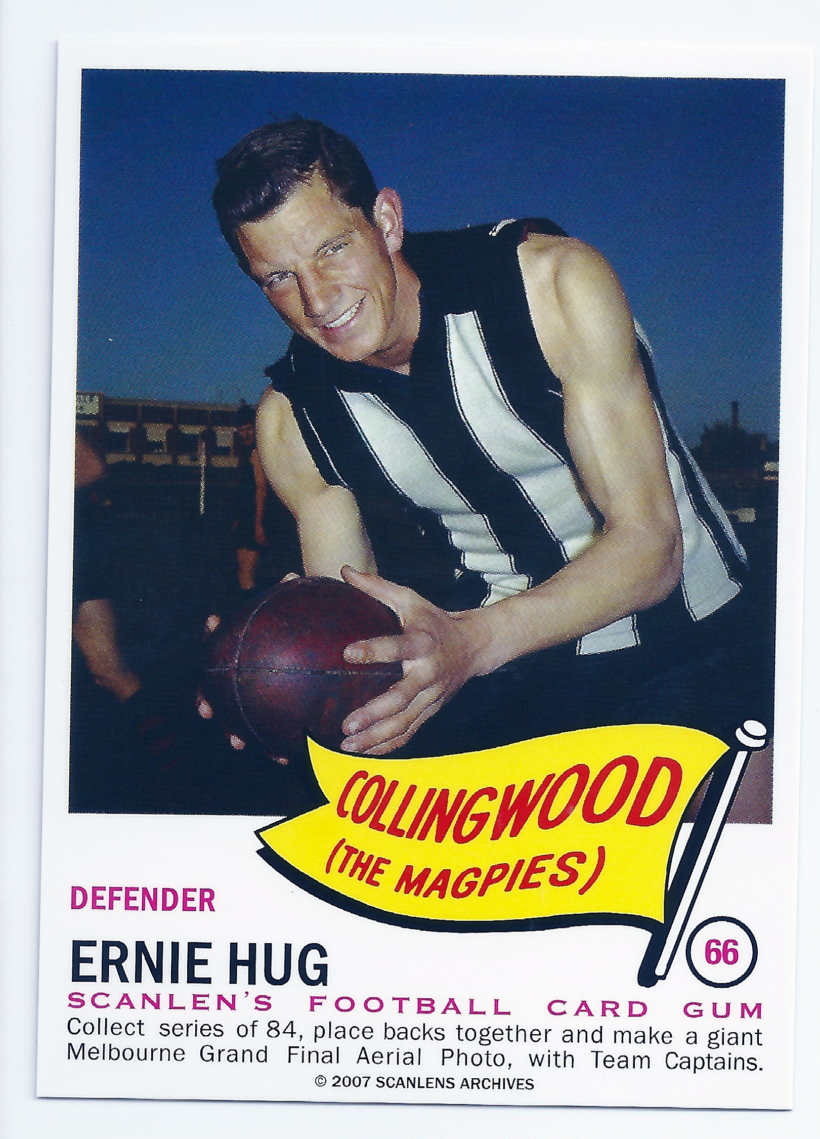 2007 – 1966 Scanlens Flag Archives (66) Ernie Hug Collingwood
