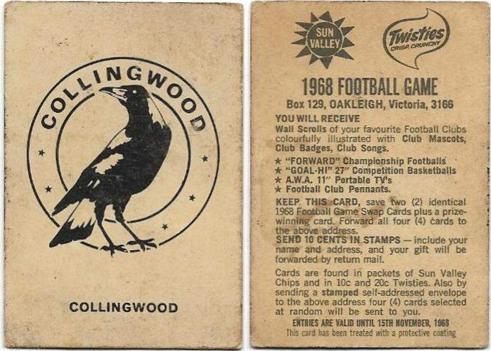 1968 Twisties Logo – Collingwood (Reverse – You Will Receive)
