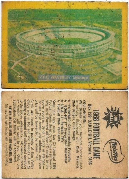 1968 Twisties Prize Card – V.F.L. Waverley Ground