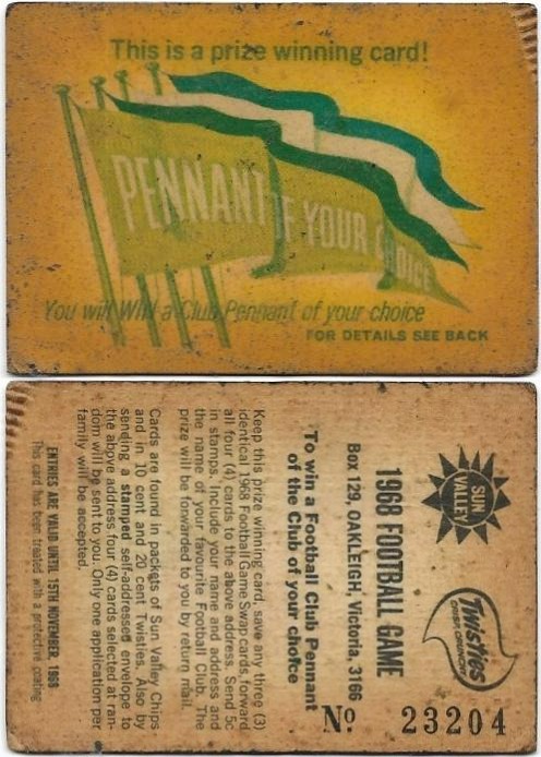 1969 Twisties Prize Card – Pennant