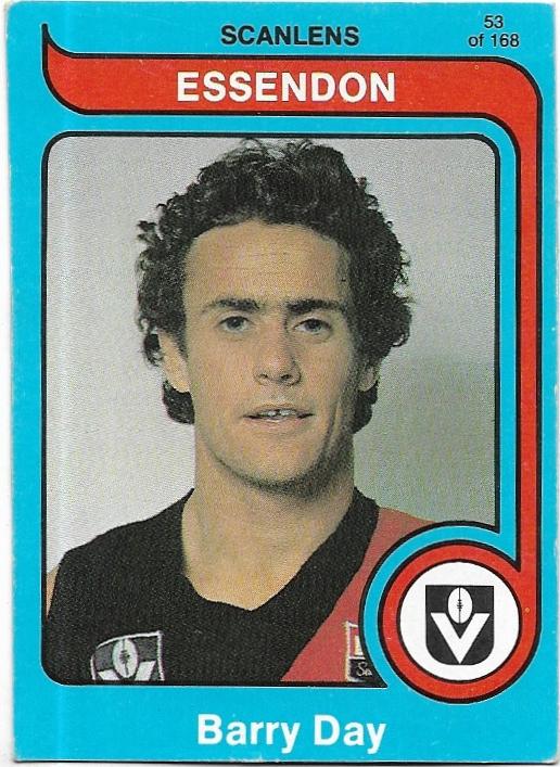1980 Scanlens (53) Barry Day Essendon (Rookie Card)
