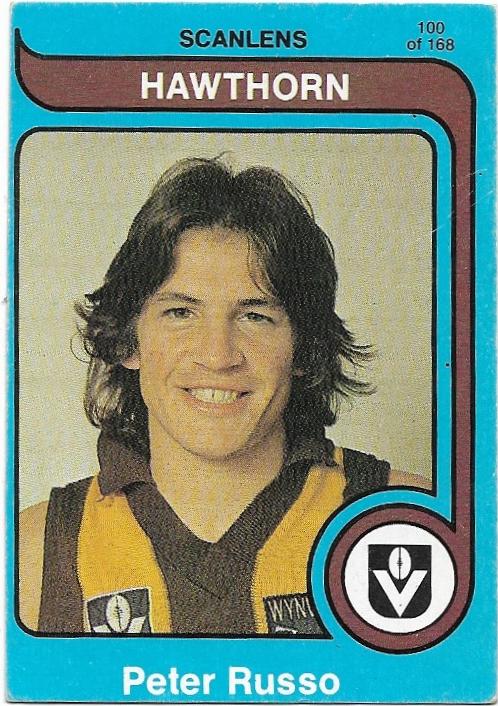 1980 Scanlens (100) Peter Russo Hawthorn (Rookie Card)