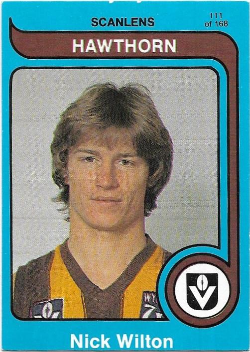 1980 Scanlens (111) Nick Wilton Hawthorn (Rookie Card)