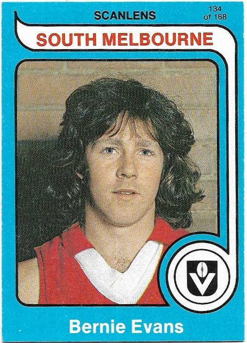 1980 Scanlens (134) Bernie Evans South Melbourne (Rookie Card)